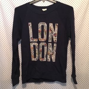 J Crew Floral Spell Out Long Sleeve Blouse